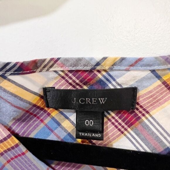 J. CREW Ruffle sleeveless summer top vintage plaid SZ 00 - Picture 8 of 8